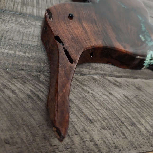 Handcrafted Wood Carved Hummingbird Turquoise Wall Hanging Signed Tammy Ireland - Picture 2 of 12